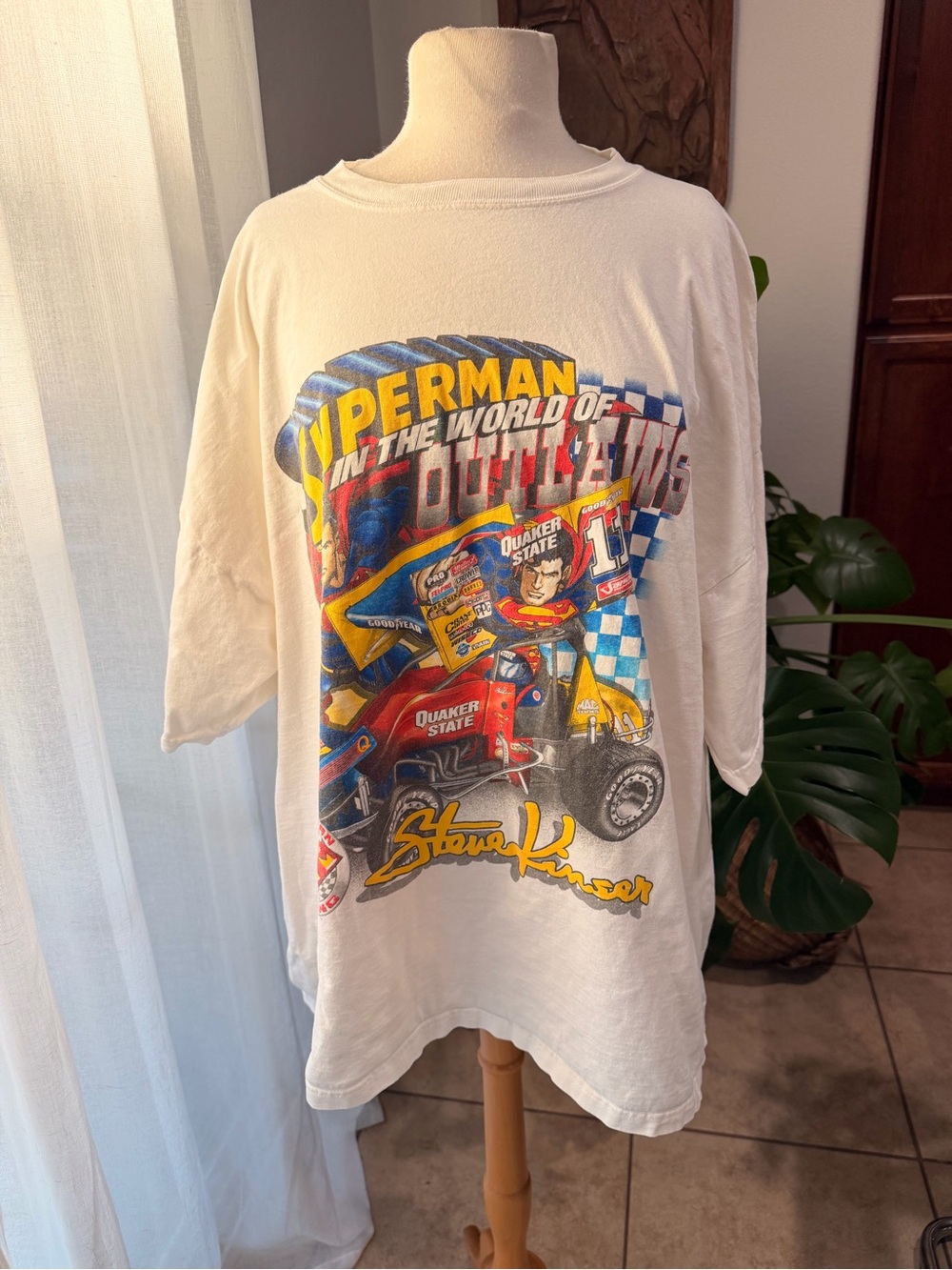 Vintage Superman NASCAR Steve Kinser T-Shirt XXL Racing 1998 DC Comics